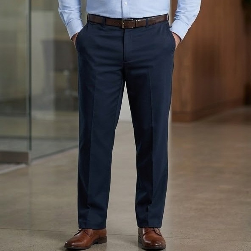 NWT Haggar Mens Iron Free Premium Khaki Straight Fit Pants Dark Navy 40x32‎